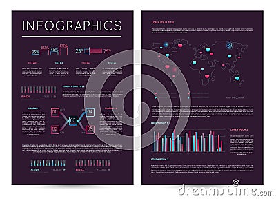 Investment report with various infographics Cartoon Illustration