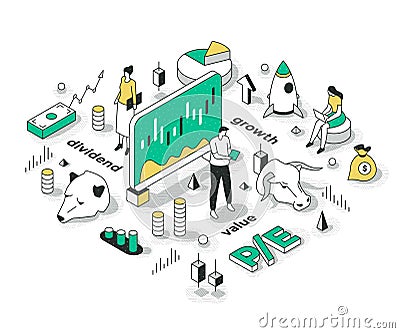 Investment Strategy Isometric Concept Vector Illustration