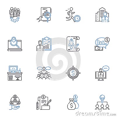 Investment strategy line icons collection. Portfolio, Diversification, Risk, Returns, Asset allocation, Stock, Bond Vector Illustration