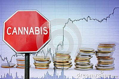 Investment to cannabis sign. Cannabis text on red stop sign. Stock Photo