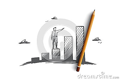 Investments, profit, prospect, business, growth concept. Hand drawn isolated vector. Vector Illustration