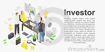 Investor concept banner, isometric style Vector Illustration