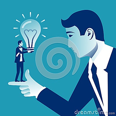 Investor idea. Businessman gives the idea to the sponsor. Vector Illustration