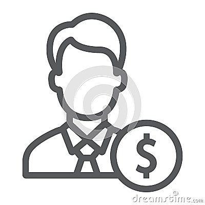 Investor line icon, finance and banking Vector Illustration