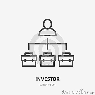 Investor line icon, vector pictogram of franchise. Shareholder stroke sign for business Vector Illustration