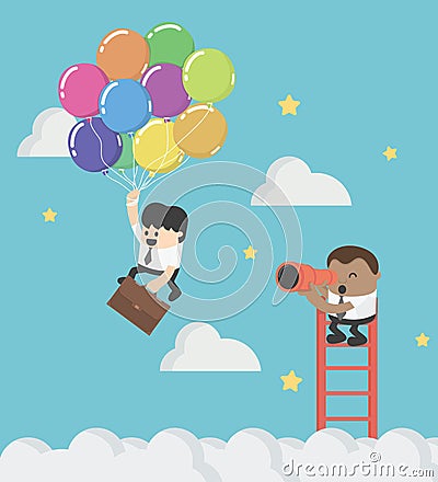 Investor looks through his Telescope Good idea successful busin Vector Illustration