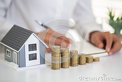 Investors signed a contract, Buying and selling real estate. Property investment and house mortgage financial concept, Copy Stock Photo