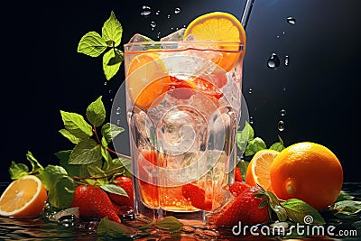 Invigorating Refreshing cool drink. Generate Ai Stock Photo