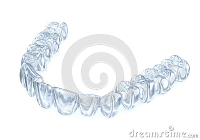 Invisalign braces or invisible retainer on white. Medically accurate dental 3D illustration Cartoon Illustration