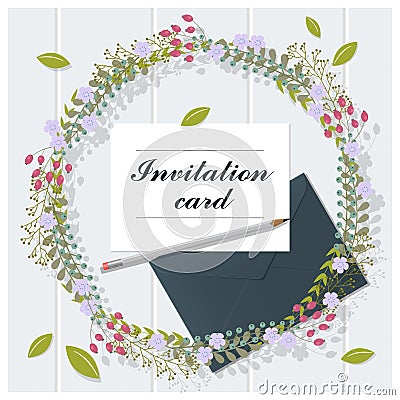 Invitation card collection on wooden background Vector Illustration