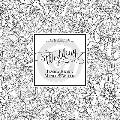 Invitation card with flowers. Vector Illustration