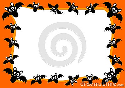 Halloween Invitation Card Flying Bats Frame Stock Photo
