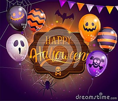 Invitation card for Happy Halloween party. Vector Illustration