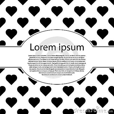 Invitation card with patterns of black hearts. Valentines day post card. Vector Illustration