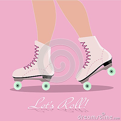 Invitation card with roller skates Vector Illustration