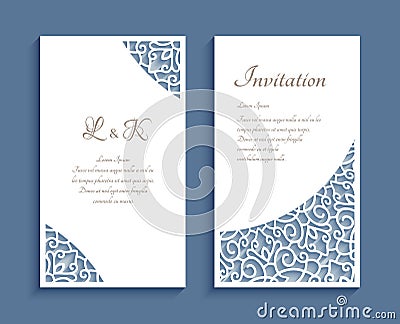 Invitation cards with cutout paper corner patterns Vector Illustration