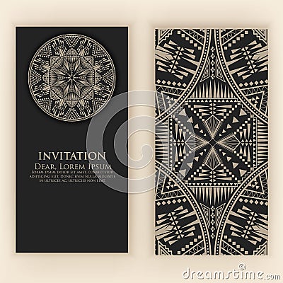 Invitation, cards with ethnic arabesque elements. Arabesque style design. Business cards. Vector Illustration