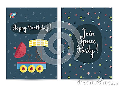 Invitation on Children Costumed Birthday Party Vector Illustration