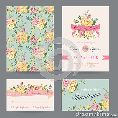 Invitation/Congratulation Card Set Vector Illustration