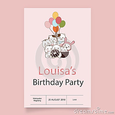 Invitation with cute cartoons sketch hand drawing Vector Illustration