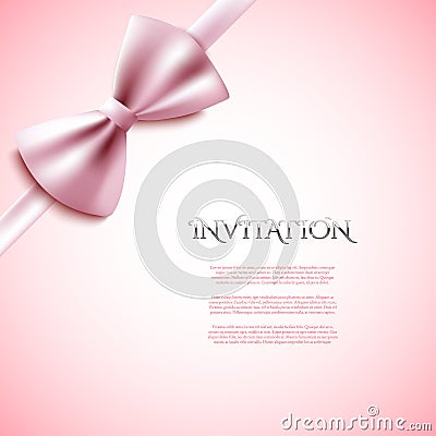 Invitation decorative card with bow Vector Illustration