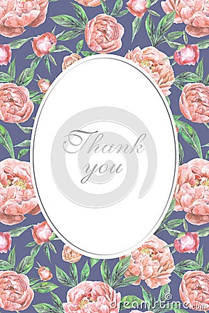 Invitation floral card. Design, peonies, leaves Stock Photo