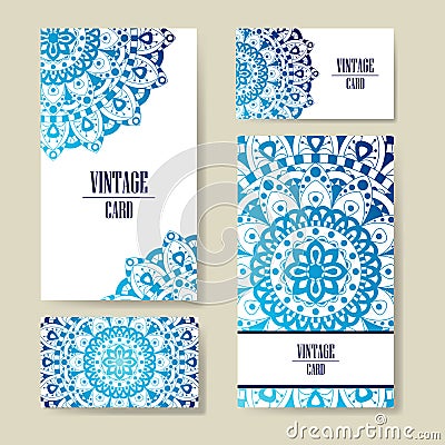 Invitation graphic card with mandala. Decorative ornament for card design: wedding, bithday, party, greeting. Vintage Vector Illustration