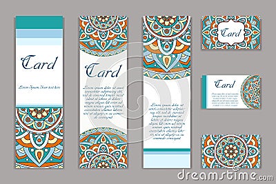 Invitation graphic card with mandala. Decorative ornament for card design: wedding, bithday, party, greeting. Vintage mandala elem Vector Illustration