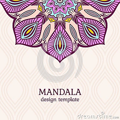 Invitation graphic card with mandala. Vintage decorative elements Vector Illustration