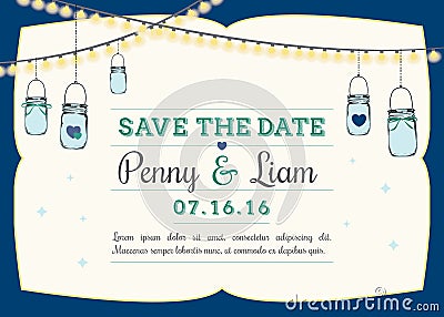 Invitation - Hanging mason jars Vector Illustration