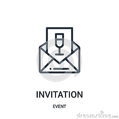 invitation icon vector from event collection. Thin line invitation outline icon vector illustration Vector Illustration