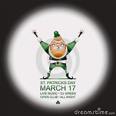 Invitation on a patricks party and gnome with small cap Vector Illustration