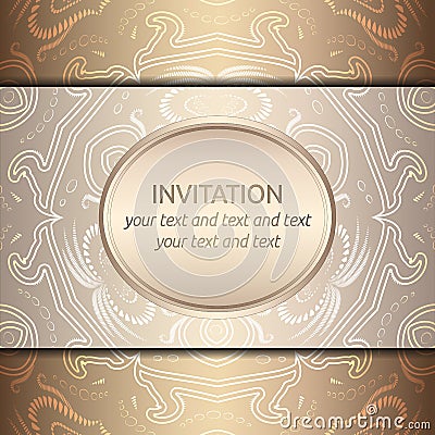 Vector card with rich golden pattern Vector Illustration