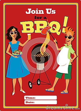 Invitation to a barbecue party Vector Illustration