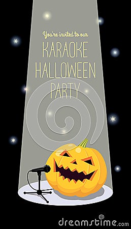 Invitation to Halloween karaoke party Vector Illustration