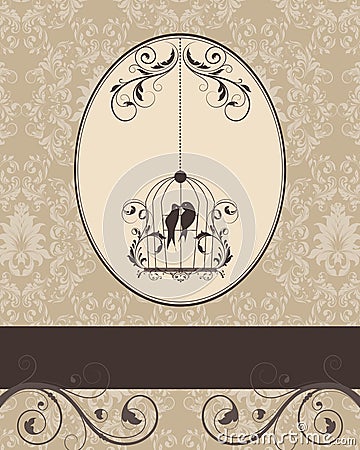 Invitation vintage card with floral ornament Vector Illustration