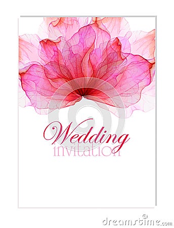 Invitation with Watercolor flower petals Vector Illustration