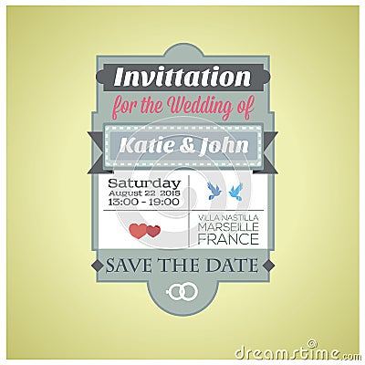 Invitation for the Wedding. Vector Illustration