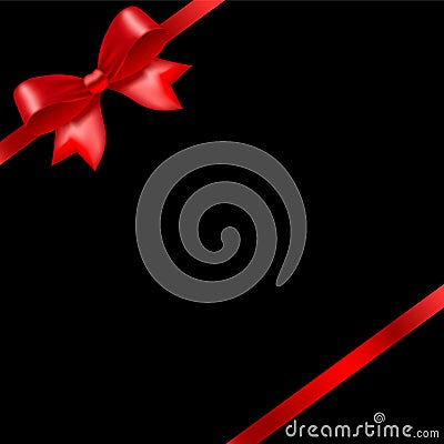 Invitation wirh red bow. Gift voucher Stock Photo