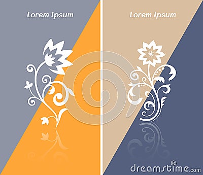 Invitational business card or web banner with abstract flower icon Vector Illustration