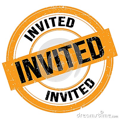 INVITED text written on orange-black round stamp sign Stock Photo