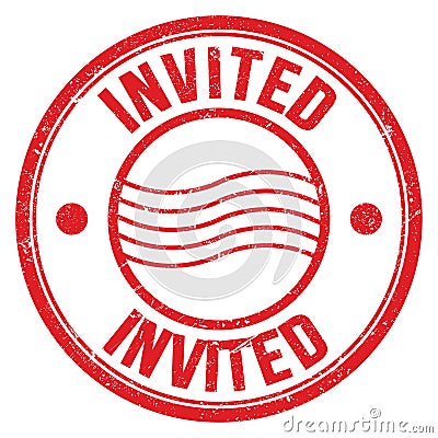 INVITED text written on red round postal stamp sign Stock Photo