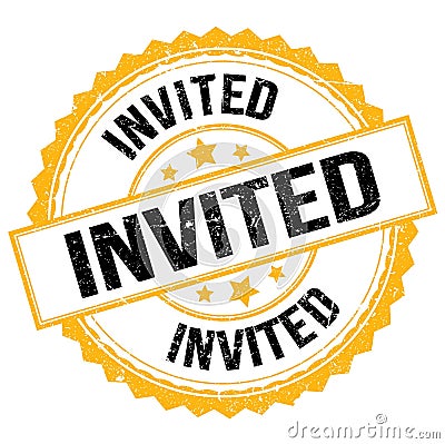 INVITED text on yellow-black round stamp sign Stock Photo