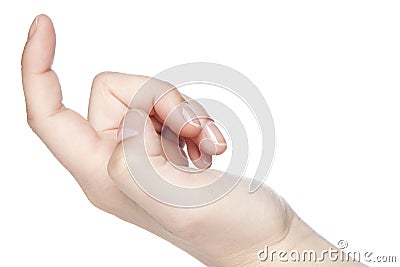 Inviting gesture, a hand on a white background Stock Photo