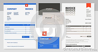 Invoice and business card design. Abstract corporate letterhead templates with id and logo, company blank and card Vector Illustration