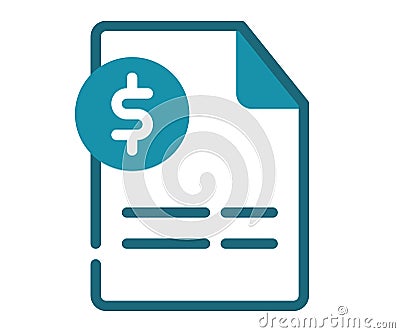 Invoice document accounting single isolated icon with solid line style Cartoon Illustration