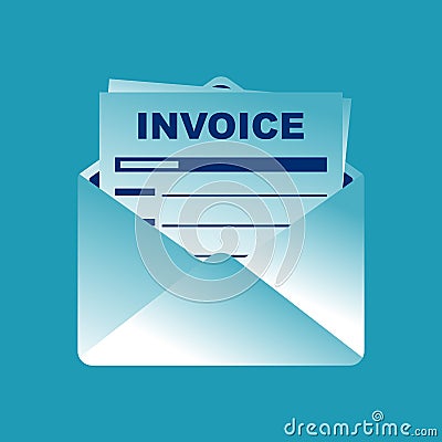 Invoice in envelope. Checking Invoice. The official document is received in the mail. Vector Illustration