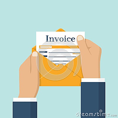 Invoice envelope in hand Vector Illustration