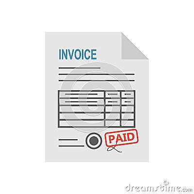 Invoice icon in the flat style, isolated from the white background. Vector Illustration