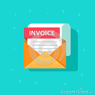 Invoice icon vector, email message received with bill document Vector Illustration